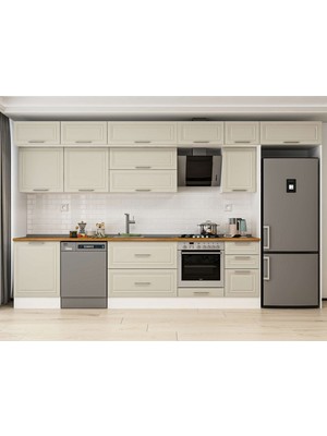 Alvinka 385X240 cm Mbr_c Mdf Mutfak Dolabı Beyaz Kumtaşı MB-E80S60S45-2