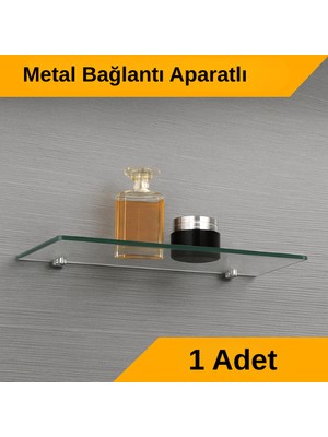 Pleksi Hayalet Raf 8mm | Banyo Mutfak Düzenleyici Metal Bağlantılı Şeffaf Raf - 50 cm