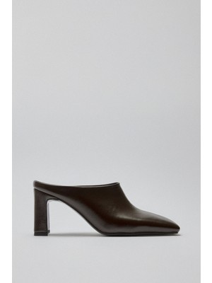 Lutvelizade Topuklu 2540 - Küt Burun Terlik Acı Kahve Kadın Topuklu