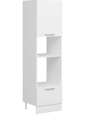 Alvinka Minar Mutfak Modül Duz 60-H240CM Boy Ank Dolabı Beyaz Beyaz