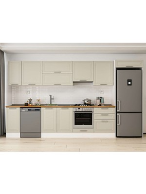 Alvinka 380X222 cm Mbr_c Mdf Mutfak Dolabı Beyaz Kumtaşı MB-E80S40S60-1