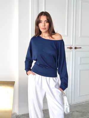 Paw Garage Kadın Riva Modal Kumaş Kayık Yaka Bluz Sweat