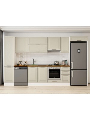 Alvinka 375X222 cm Mbr_c Mdf Mutfak Dolabı Beyaz Kumtaşı MBB-E90B45S40-1