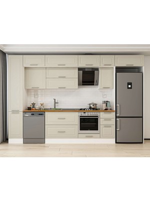 Alvinka 370X240 cm Mbr_c Mdf Mutfak Dolabı Beyaz Kumtaşı MBB-E90B40S40-2