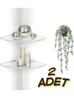 2 Adet 8mm Pleksi Hayalet V Raf | Banyo Mutfak Organizer Düzenleyici Metal Ayak Bağlantlı 18CM