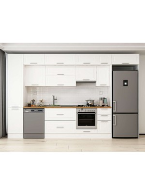 Alvinka 365X240 cm Mbr_c Mdf Mutfak Dolabı Beyaz Beyaz MBB-E80B45S40-1