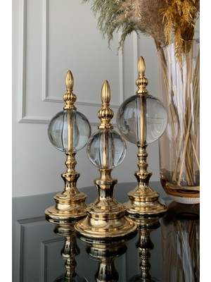 Gilli Store Dekoratif 3'lü Metal Kristal Cam Küre Alem