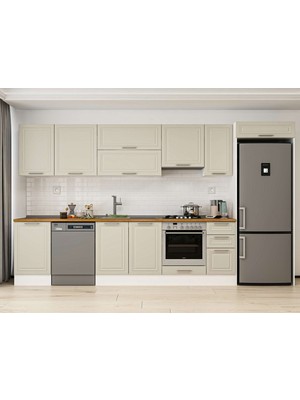 Alvinka 380X222 cm Mbr_c Mdf Mutfak Dolabı Beyaz Kumtaşı MB-E90S50S40-1