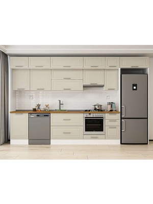 Alvinka 370X240 cm Mbr_c Mutfak Dolabı Beyaz Kumtaşı MB-E80S50S40-1