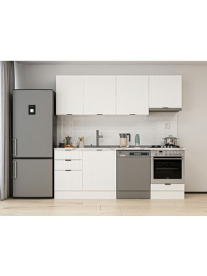 Alvinka 230X210 cm Mbr_b Mdf Mutfak Dolabı Beyaz Beyaz