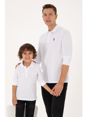 U.S. Polo Assn. Erkek Regular Fit Polo Yaka Beyaz Basic Sweatshirt 50313772-VR013