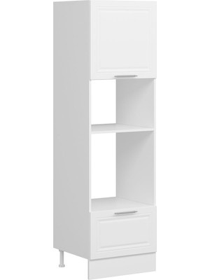 Alvinka Minar Mutfak Modül Mdf Mbr_c 60-H210CM Boy Ank Dolabı Beyaz Beyaz