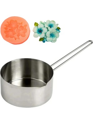 Adin Tasarım Çiçek Mum Yapım Seti Mum Eritme Kabı 750 ml Zambak Ortanca Silikon Kalıp Mum Kalıbı