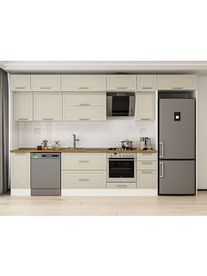 Alvinka 370X240 cm Mbr_c Mdf Mutfak Dolabı Beyaz Kumtaşı MB-E90S40S40-2