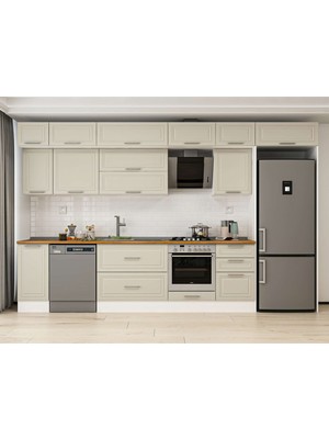 Alvinka 380X240 cm Mbr_c Mdf Mutfak Dolabı Beyaz Kumtaşı MB-E90S40S50-2