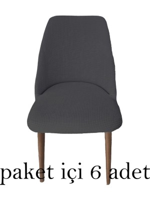 Rişte Home 6 Lı A Kalite Sandalye Kılıfı Büyük Oval Likralı Yıkanabilir Lastikli Bambu Sandalye Örtüsü 6 Adet