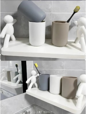 Brentino Insan Figürlü Yapışkanlı Çok Amaçlı Duvar Rafı Delmeden Montaj Banyo Mutfak Düzenleyici Organizer