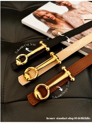 Fiori Tasarım Uzun Tokalı Ince Kadın Kemeri, Ceket Kemeri, Gömlek Kemeri, Elbise Kemeri