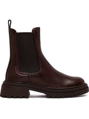 Derimod Kadın Kahverengi Kalın Tabanlı Deri Chelsea Bot 25WFD141018