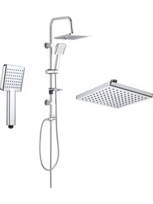 MegaVitrin Tema Rain Plus Tetra Tepe Duş Takımı Seti - Krom Kaplama Paslanmaz SS304 Borulu