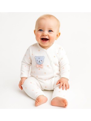 Sebi Bebe Puantiyeli Ayılı Papyonlu Tulum 1138