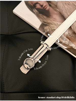 Fiori Tasarım Uzun Tokalı Ince Kadın Kemeri, Ceket Kemeri, Gömlek Kemeri, Elbise Kemeri