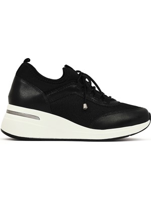 Derimod Kadın Siyah Bağcıklı Dolgu Topuklu Sneaker 25WFD221414