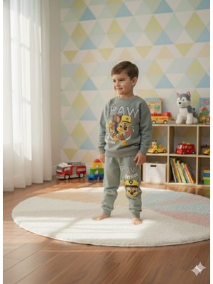 Bubiee Baby Paw Patrol Rubble Baskılı Erkek Çocuk Alt Üst Takım -Ada Çayı Yeşili