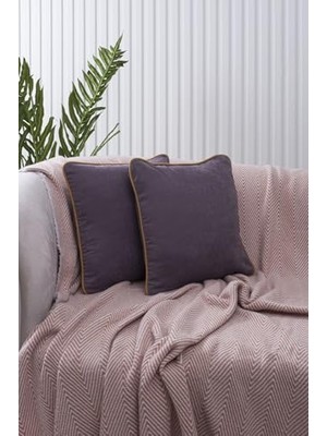 Karokstore Home Gri Panorama Hardal Biyeli Kırlent Kılıfı 3 Farklı Biye Seçeneğiyle, 45 x 45