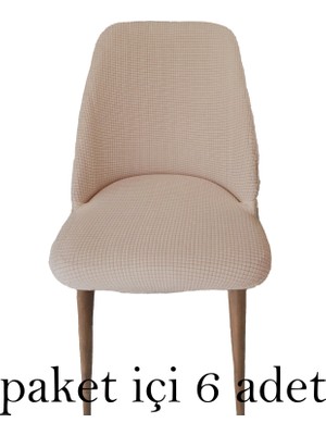 Rişte Home 6 Lı A Kalite Sandalye Kılıfı Büyük Oval Likralı Yıkanabilir Lastikli Bambu Sandalye Örtüsü 6 Adet