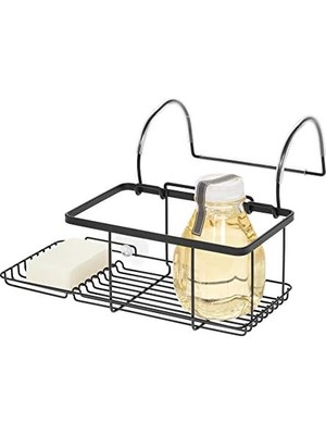 Karokstore 23827ES Küvet Yanı Takılabilir Duş Malzemeleri Düzenleyici Raf, Mat Siyah