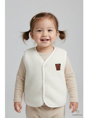 Babyden's Welsoft Kız Bebek Çocuk Çıtçıtlı Yelek | Yumuşak Dokulu,ayıcık Armalı,peluş Bebek Yeleği  6-36 Ay