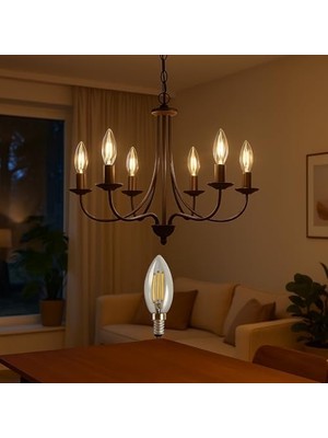 Karokstore LED Rustik Mum Buji Ampul – E14 Duy, 4W (35W Eşdeğer), 3000K Günışığı, 400 Lümen – 220-240V, 3.5X10 cm – 10’lu Paket