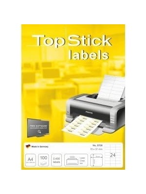 Karokstore 8706 Adres Etiketi, 100 Yaprak, 70 x 37 Mm, A4 Başına 24, 2400 Adet, Kendinden Yapışkanlı, Yazdırılabilir, Mat, Adres Çıkartması, Beyaz