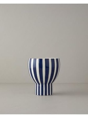 Karokstore Exotic Strip Seramik Vazo Lacivert