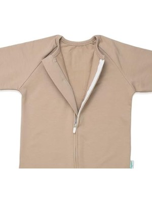 Karokstore Organik Pamuk Çocuk Ayaklı Uyku Tulumu - 1 Tog - (12-18 Ay) - Kum Beji