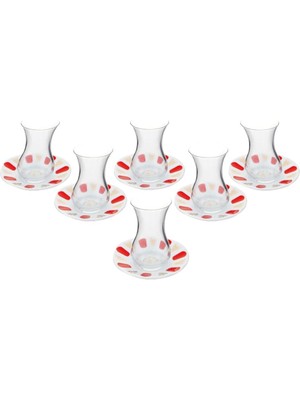 Karokstore Kırmızı Yaldız 6 Kişilik Çay Takımı