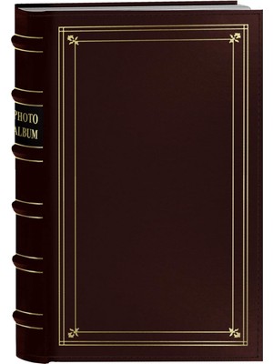 Karokstore Foto 204- Ring Fotoğraf Albümü Için 4 ile 6 Baskılar, Şarap Rengi/bordo Deri ile Altın Akzente Cover