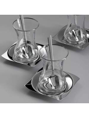 Karokstore Kybele 18 Parça Çelik Çay Seti