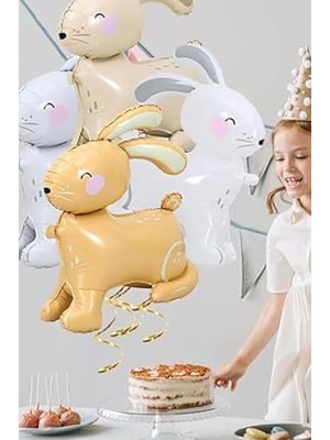 Karokstore Gri 3D Büyük Boy Tavşan Folyo Balon