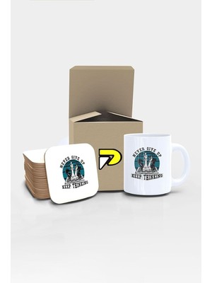 Karokstore Satranç Up Tasarımlı Baskılı Kupa Bardak Seti, Eğlenceli Özel Hediye Mug