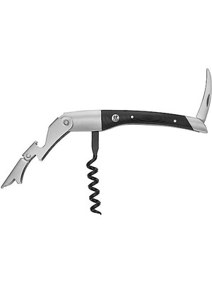 Karokstore Sommelier Garson Tipi Tirbuşon, Paslanmaz Çelik ve Mikarta, Siyah