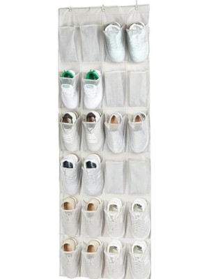 Karokstore Kapı Arkasına Takılabilen 24 Gözlü Kumaş Organizer Düzenleyici, Ev Için Pratik Terlik Eşya Temizlik Malzemesi (1)