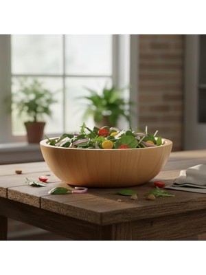 Karokstore Doğal Bambu Salata Kasesi – 20CM & 25CM Çap Seçenekli El Yapımı Derin Ahşap Servis ve Karıştırma Kasesi | Meyve, Makarna, Çerez Sunumu | Çevre Dostu Mutfak ve Sofra Aksesuarı (Büyük Boy)