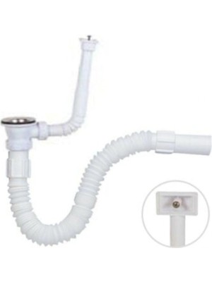 Karokstore Üniversal Dik -Yandan Taşmalı Körüklü Lavabo -Evye Gider Sifonu -Paslanmaz