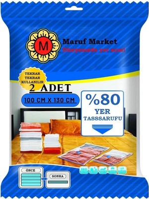 Karokstore Yüksek Kaliteli Vakumlu Poşet (Xxxl)(2 Adet) 100 cm x 130 cm - Çevirmeli Kapak - Çift Kişilik Yorgan