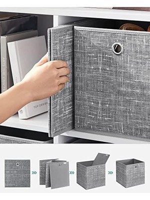 Karokstore Saklama Kutusu, 6'lı Set, Saplı Dokusuz Kumaş Düzenleme Kutuları, Kutu Saklama, 26 x 26 x 28 Cm, Küp Raf, Katlanır Kutu, Kıyafet Saklama Için, Gri Alacalı RFB026G01