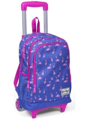 Karokstore Işıklı Tekerlekli Ilkokul Çantası - Mavi - Kız Çocuk