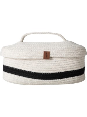 Karokstore Venus Oval Düzenleyici Sepet Siyah Ekru 30X13X11