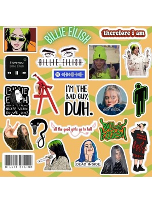 Karokstore Billie Eilish Seti | Laptop Notebook Telefon Etiket